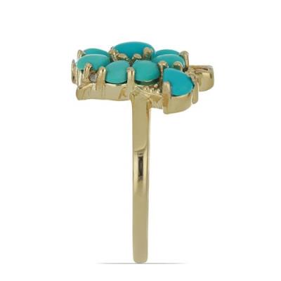 925 STERLING SILVER BUTTERFLY RING WITH NATURAL BLUE TURQUOISE & CZ – GOLD PLATED